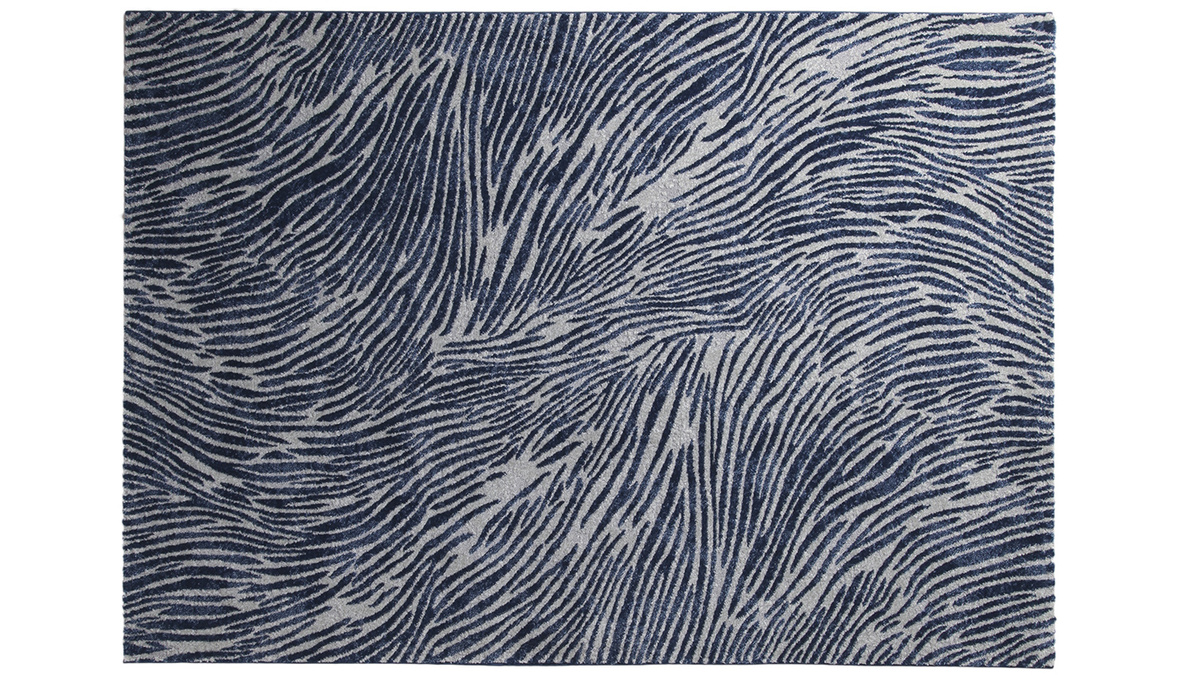 Tapis bleu et gris  motifs 200 x 290 cm SEA