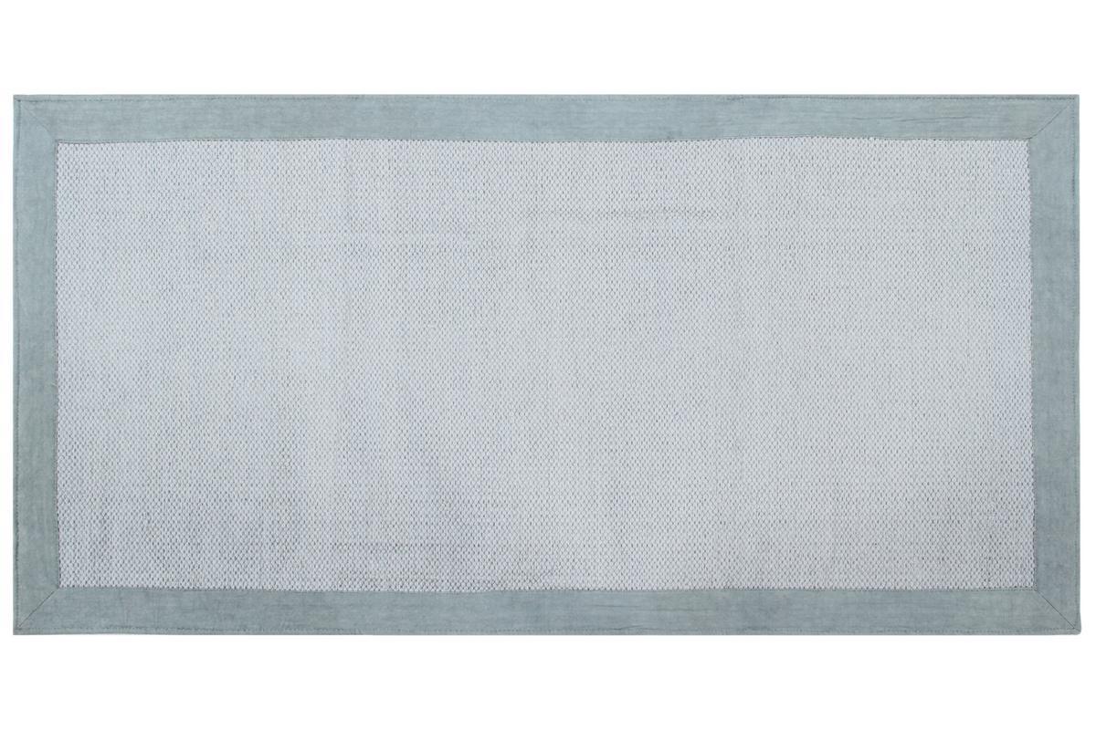 Tapis de couloir en coton bleu perle 60 x 200 cm ASTER
