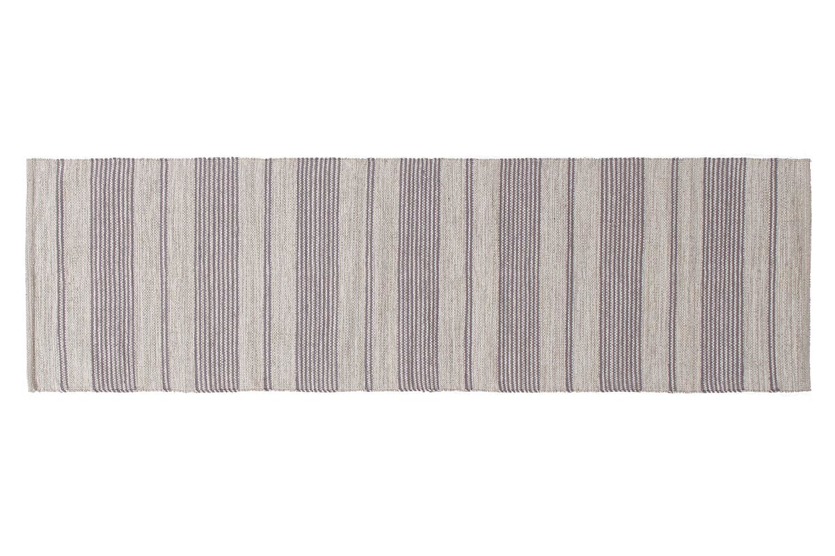 Tapis de couloir en coton gris et beige 60 x 200 cm CABOURG