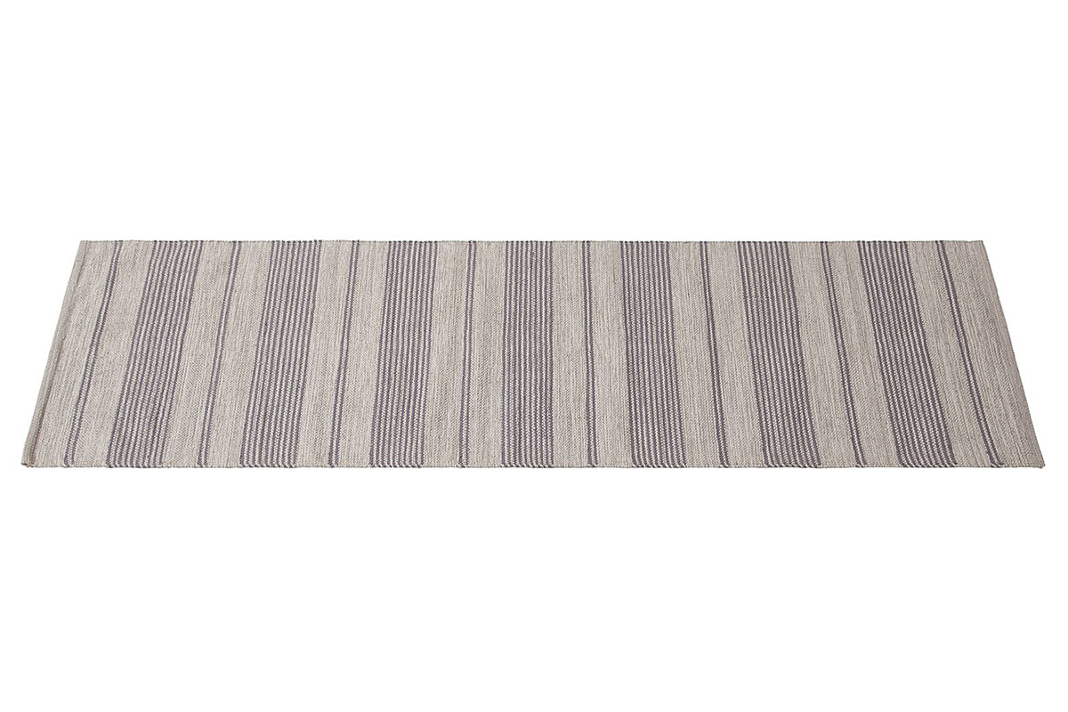 Tapis de couloir en coton gris et beige 60 x 200 cm CABOURG