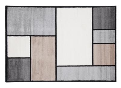 Tapis design blanc, beige et gris 160 x 230 cm - CUBIK