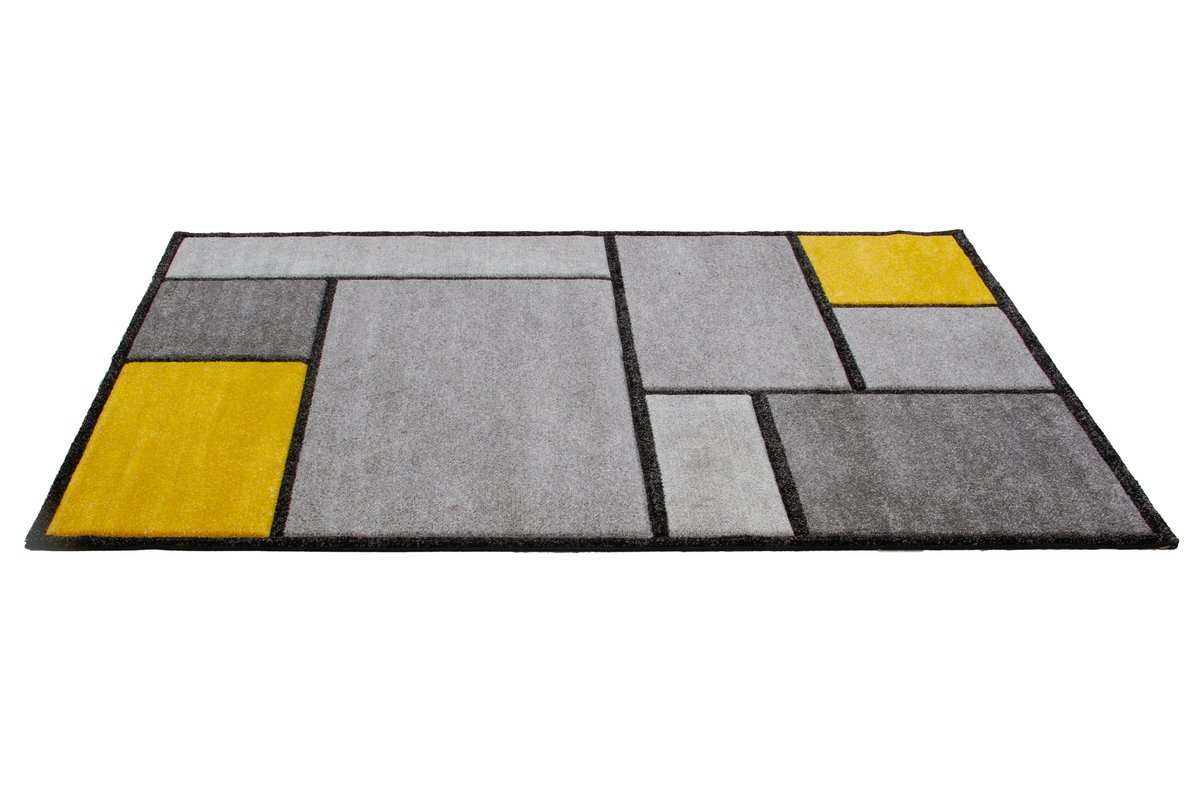 Tapis design jaune et gris 160 x 230 cm CUBIK