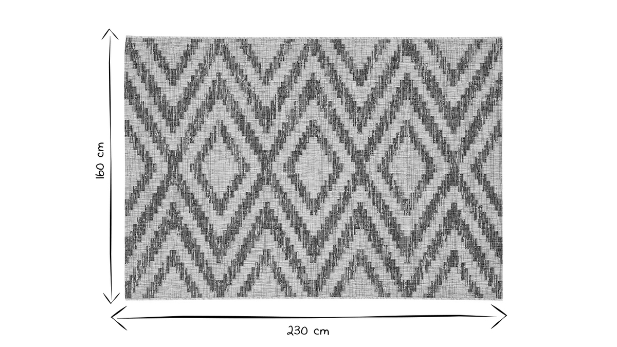 Tapis d'extrieur  motif gomtrique gris 160 x 230 cm LUDI