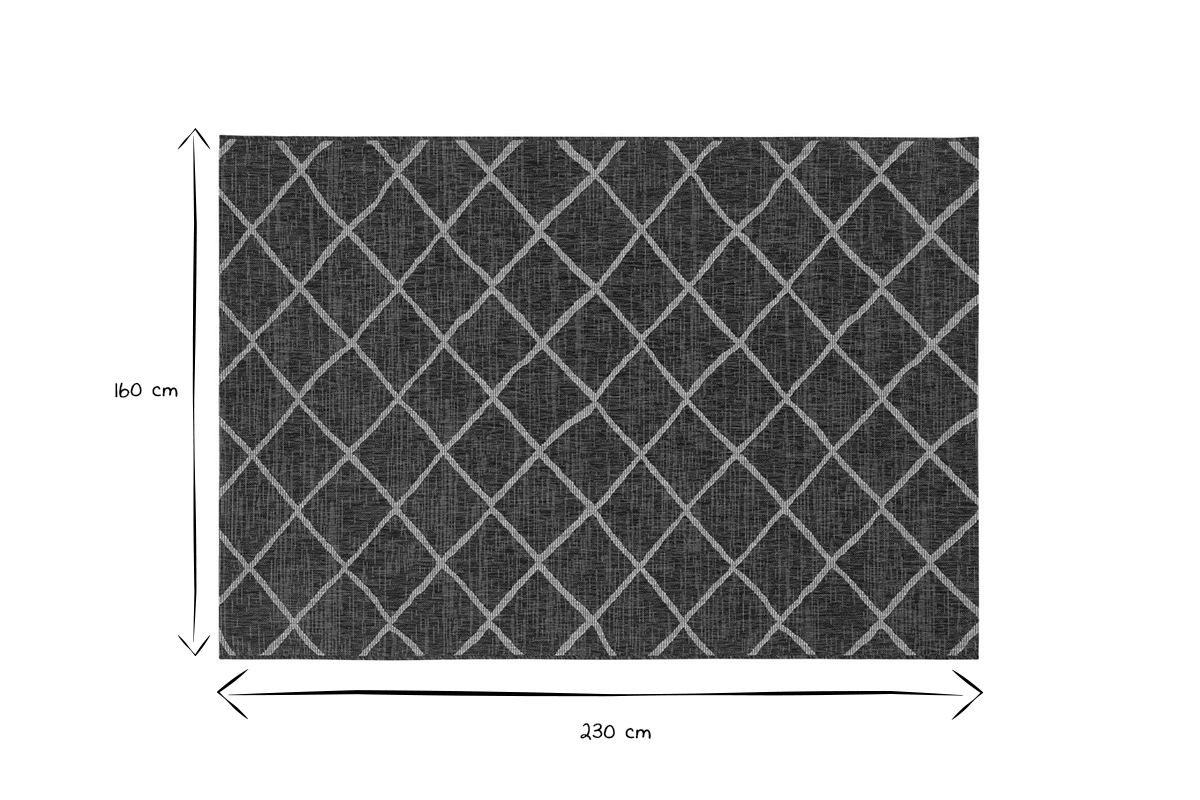 Tapis d'extrieur avec motif losanges noir et beige 160 x 230 cm HOREA
