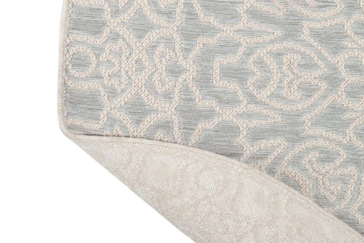 Tapis d'extrieur rond gris perle 160 cm MOZAIC
