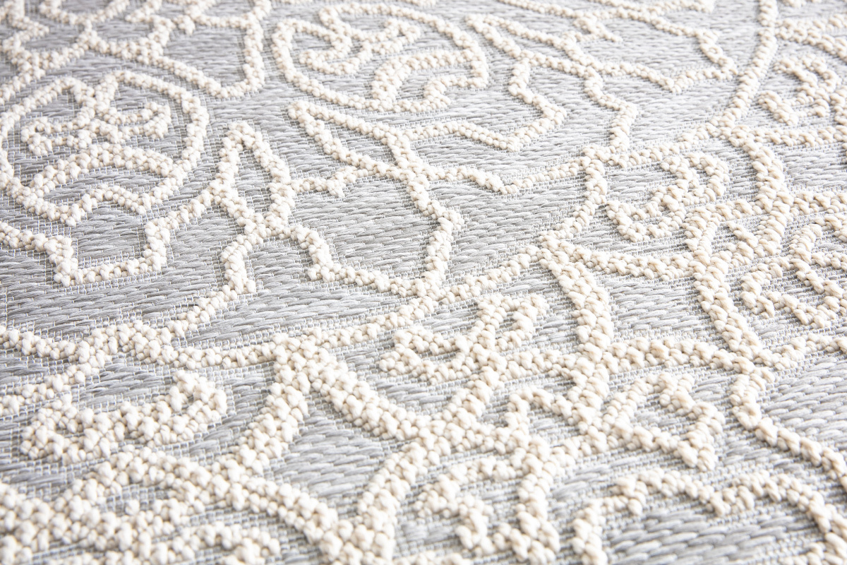 Tapis d'extrieur rond gris perle 160 cm MOZAIC