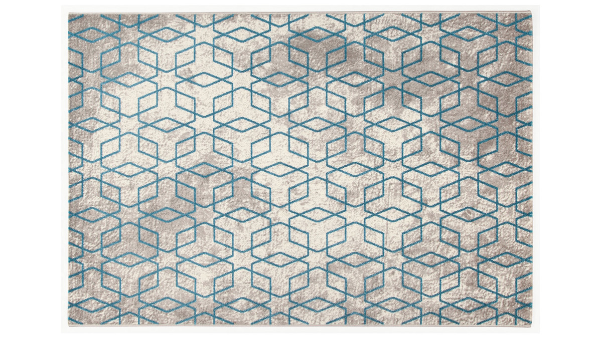 Tapis cru  motifs bleu 160 x 230 cm SOHO