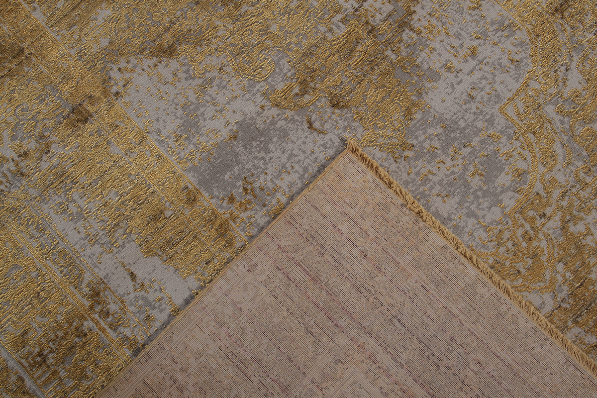 Tapis effet us� jaune avec motif tiss� 160 x 230 cm PERSE