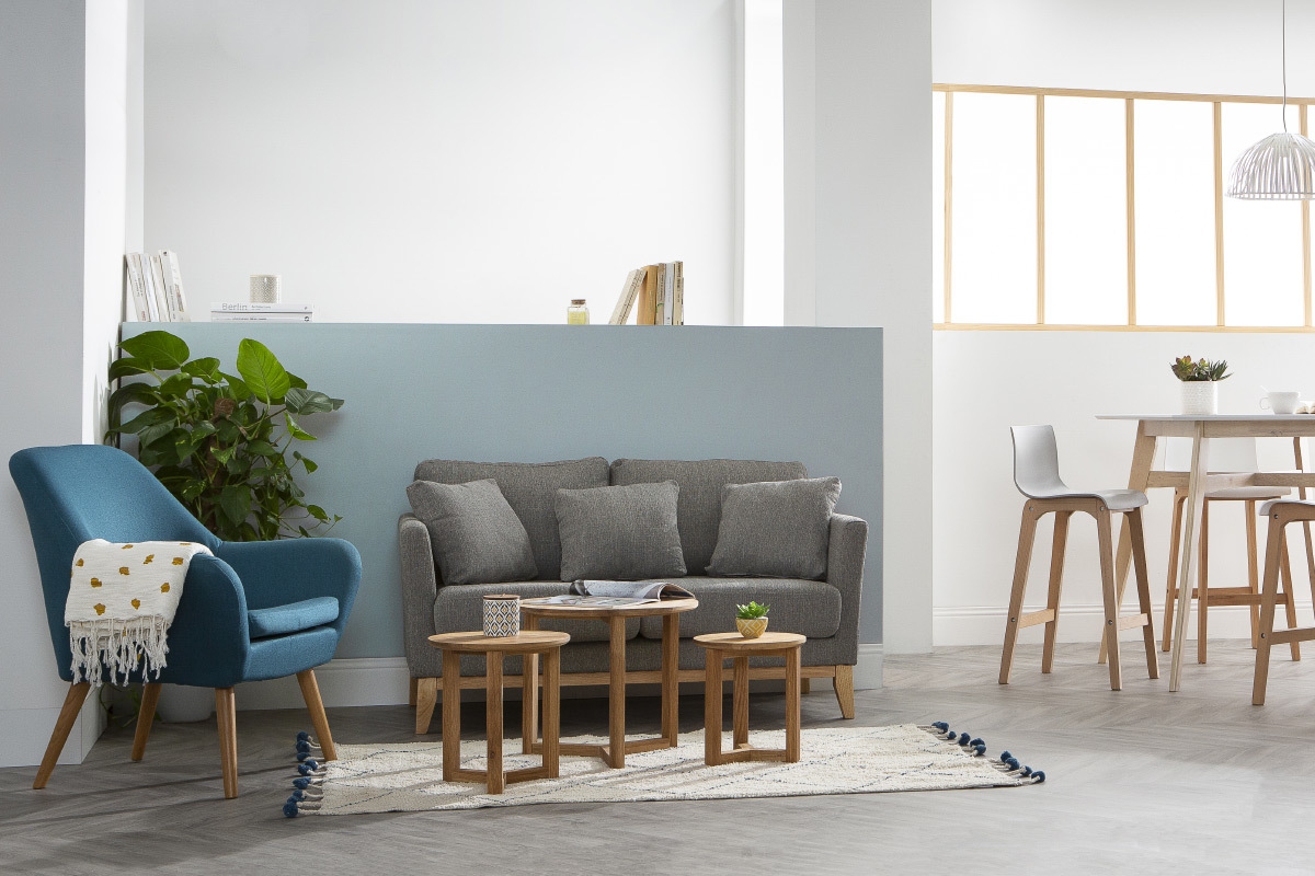 Tapis en coton naturel et pompons 110x170 cm TANVI