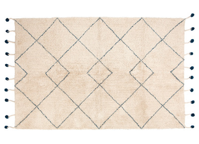 Tapis en coton naturel et pompons 110x170 cm TANVI