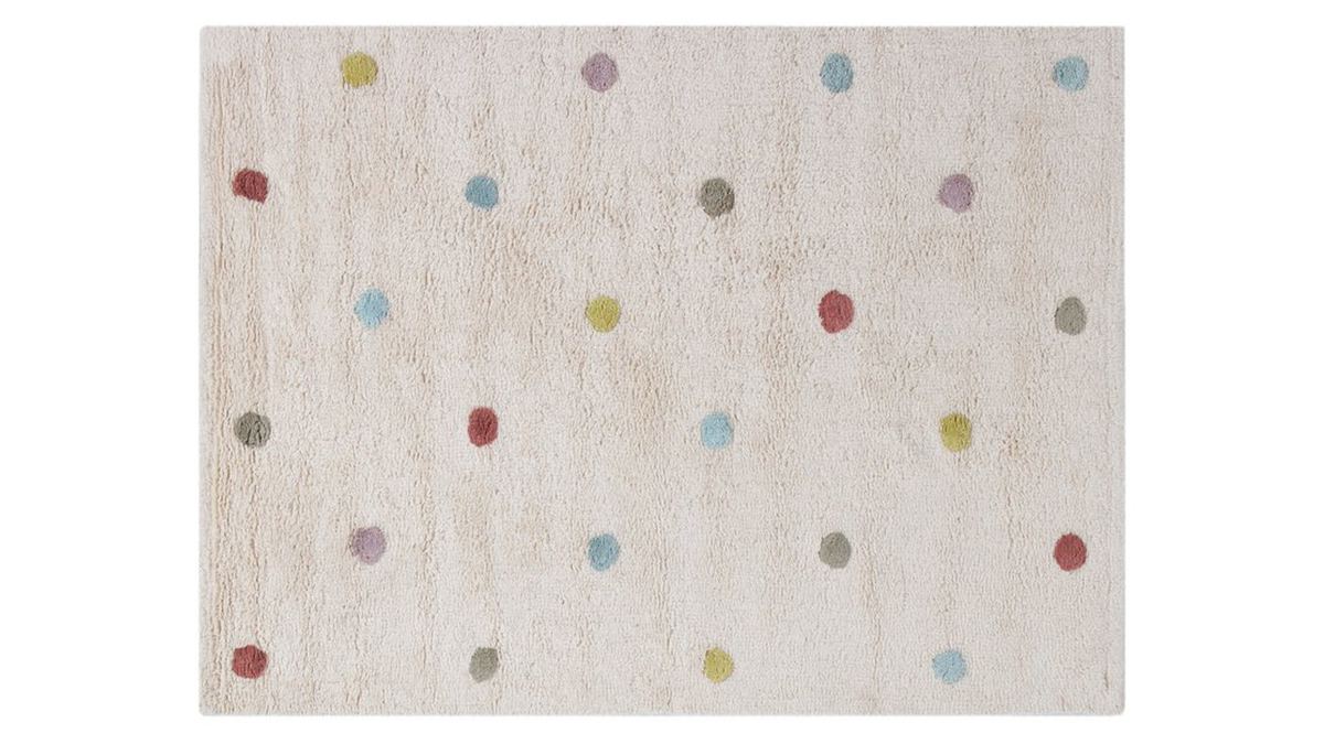 Tapis enfant en coton beige motif pois multicolore 100 x 150 cm DADA
