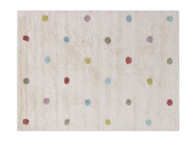 Tapis enfant en coton beige motif pois multicolore 100 x 150 cm DADA