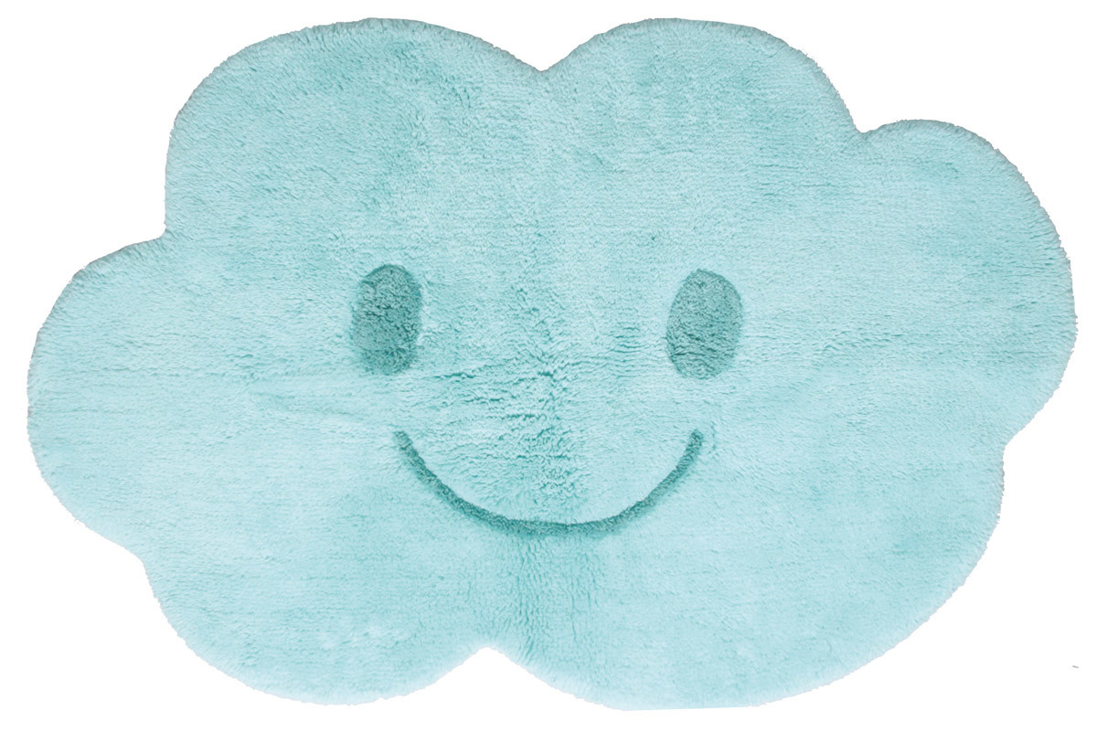 Tapis enfant en coton bleu 75x115 cm NIMBUS