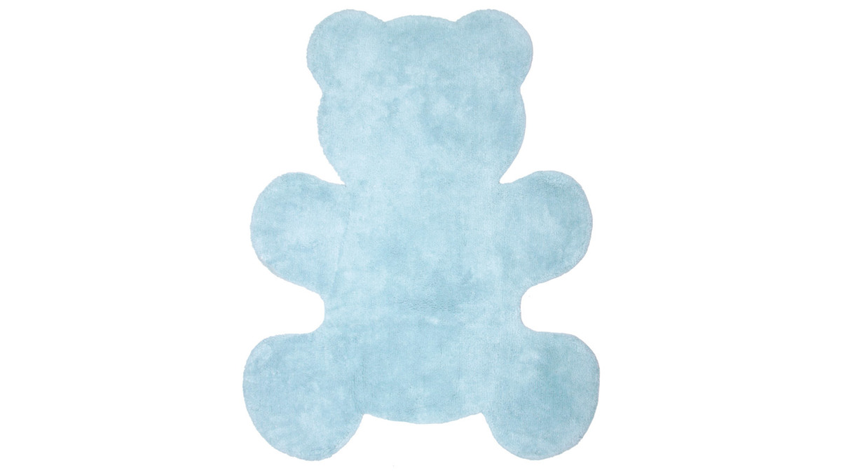 Tapis enfant en coton bleu 80x100 cm TEDDY