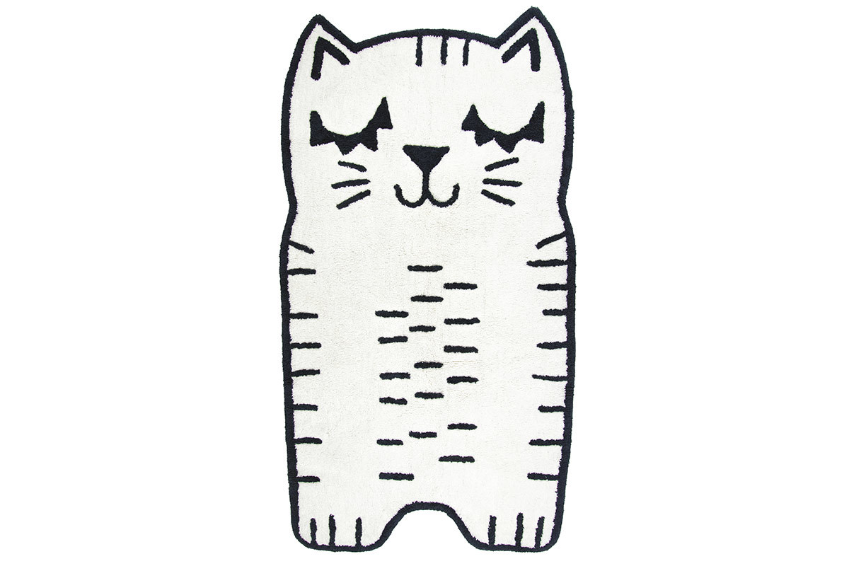 Tapis enfant forme chat en coton 80x150 cm CHARLI