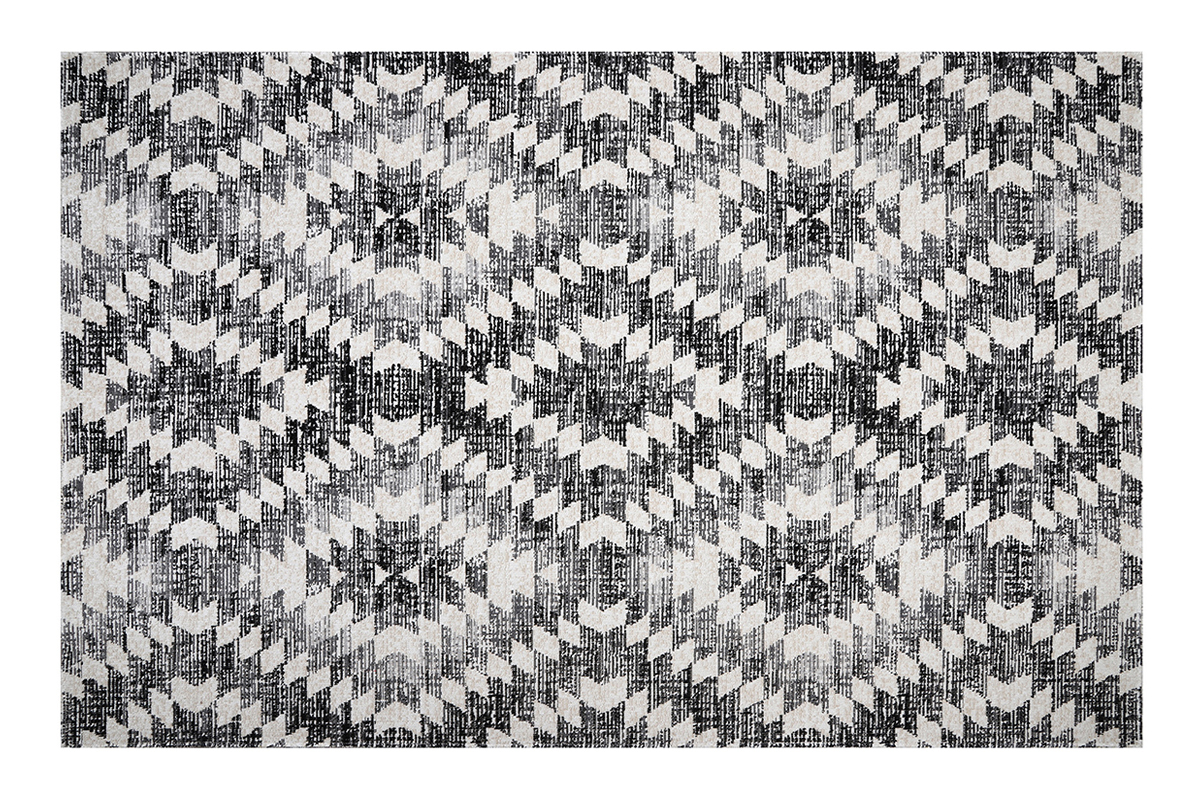 Tapis ethnique motif losange gris noir intrieur extrieur 150 x 220 cm PIXO