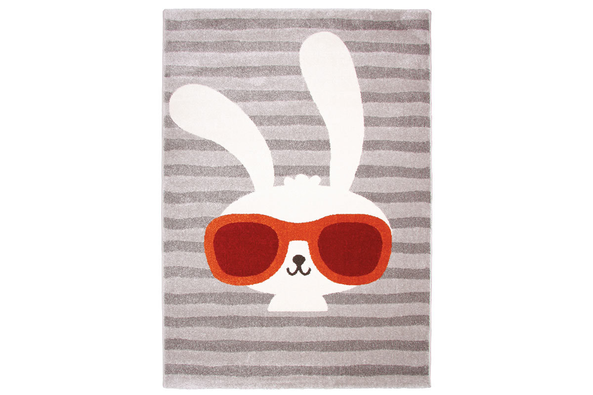 Tapis gris enfant avec motif lapin tiss� 120x170 cm CLYDE