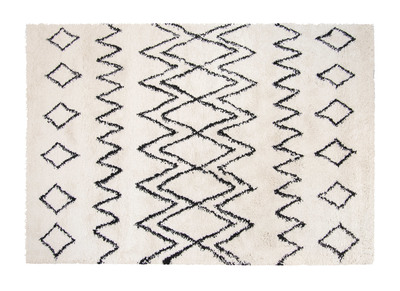 Tapis ivoire et noir polypropyl&egrave;ne 160x230 cm AZETTA