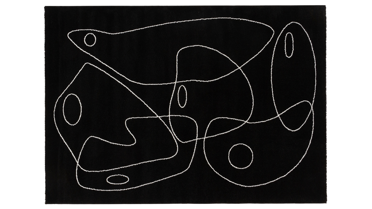 Tapis noir motif line art 160x230 cm ARTISTE