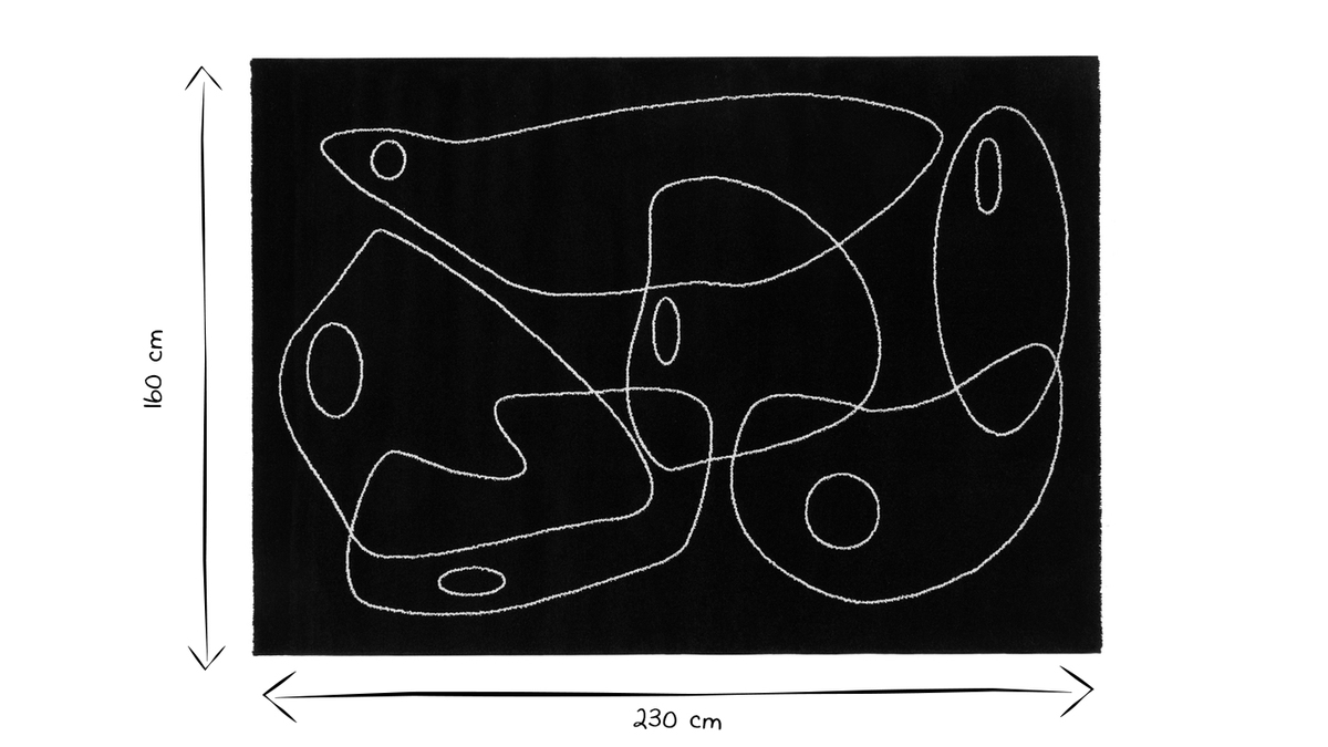Tapis noir motif line art 160x230 cm ARTISTE