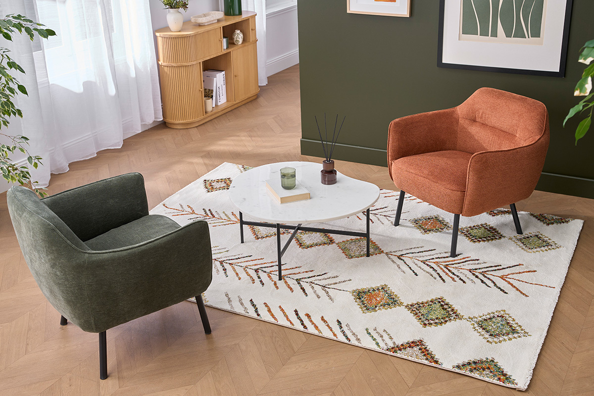 Tapis rectangulaire � motifs berb�res multicolores 160 x 230 cm SPELL