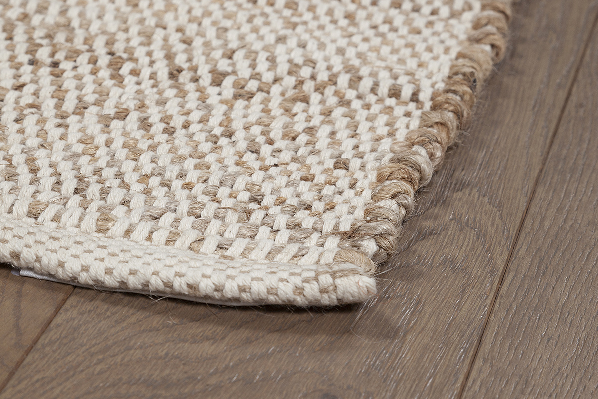 Tapis rectangulaire beige en jute et coton tiss 160 x 230 cm CAMAO