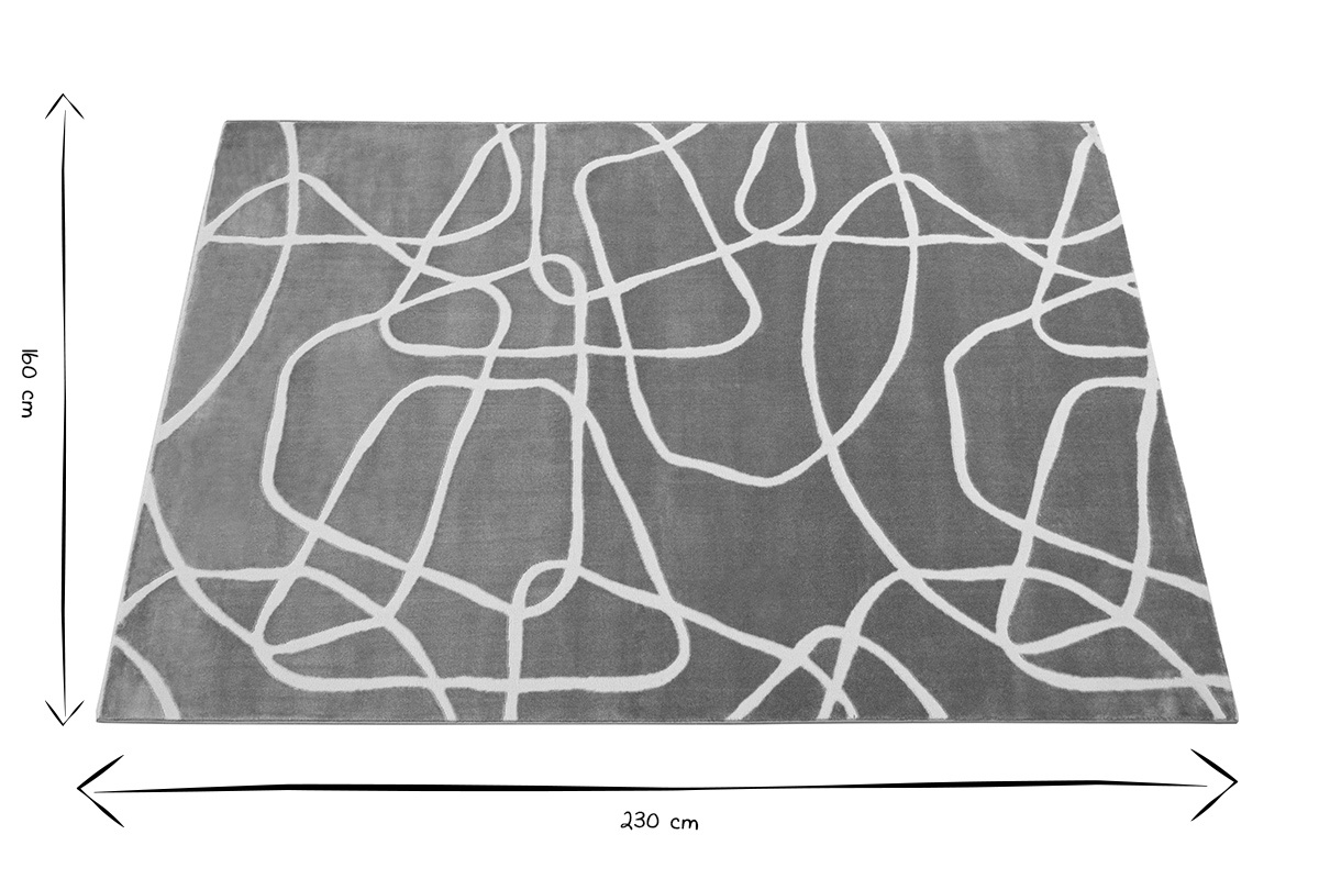 Tapis rectangulaire taupe  motifs line art 160 x 230 cm APOLLINE