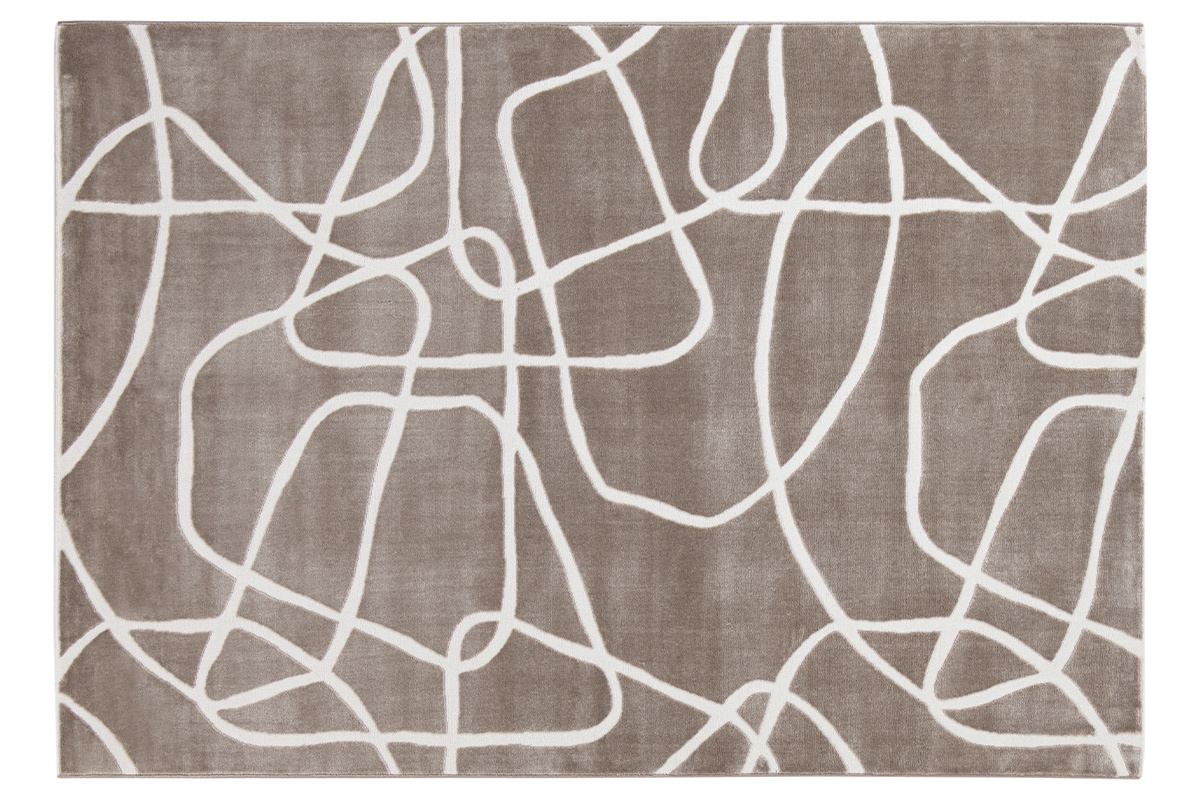 Tapis rectangulaire taupe  motifs line art 160 x 230 cm APOLLINE