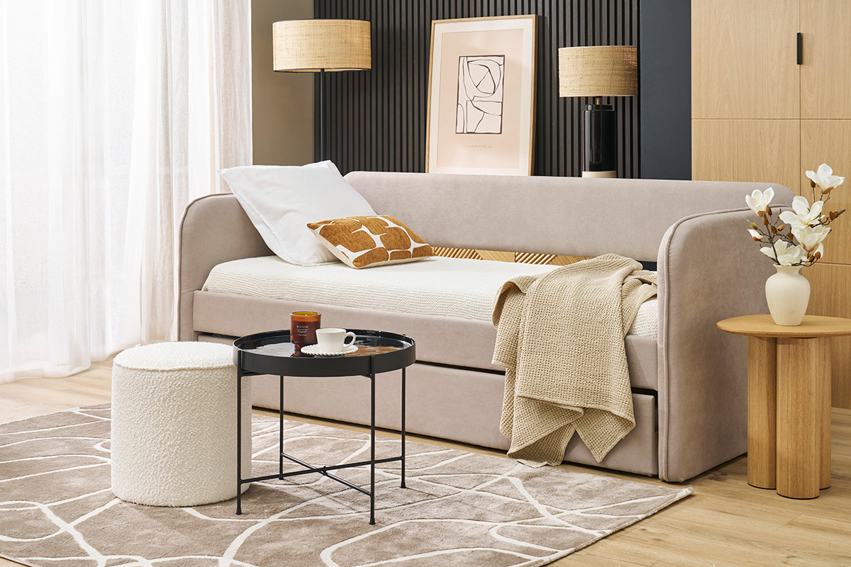 Tapis rectangulaire taupe  motifs line art 160 x 230 cm APOLLINE