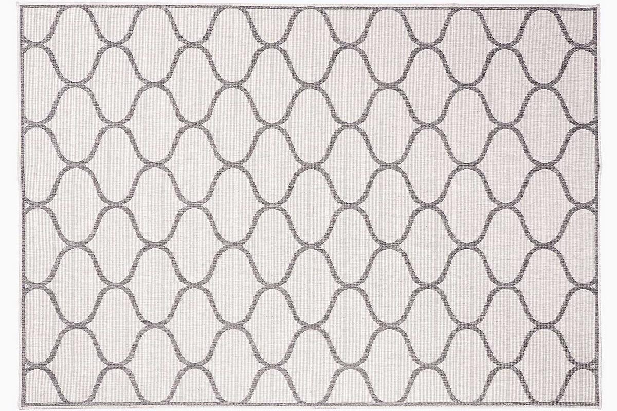 Tapis reversible int�rieur/ext�rieur blanc cr�me et gris 160 x 230 cm SPIN