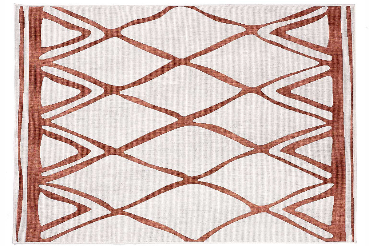 Tapis r�versible int�rieur ext�rieur terracotta et blanc 160 x 230 cm ROCCA