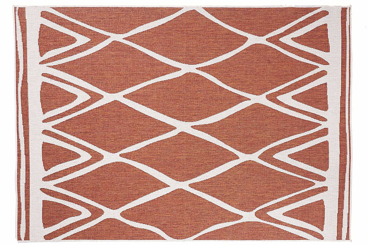 Tapis r�versible int�rieur ext�rieur terracotta et blanc 160 x 230 cm ROCCA