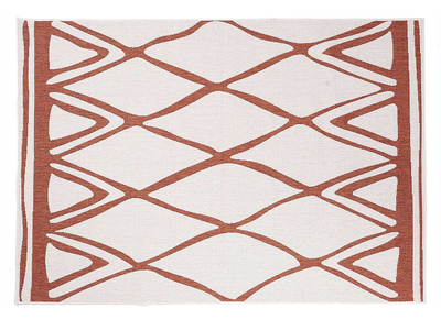 Tapis r&eacute;versible int&eacute;rieur ext&eacute;rieur terracotta et blanc 160 x 230 cm ROCCA