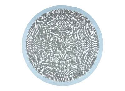 Tapis rond en coton bleu et gris 120 cm BRENDA