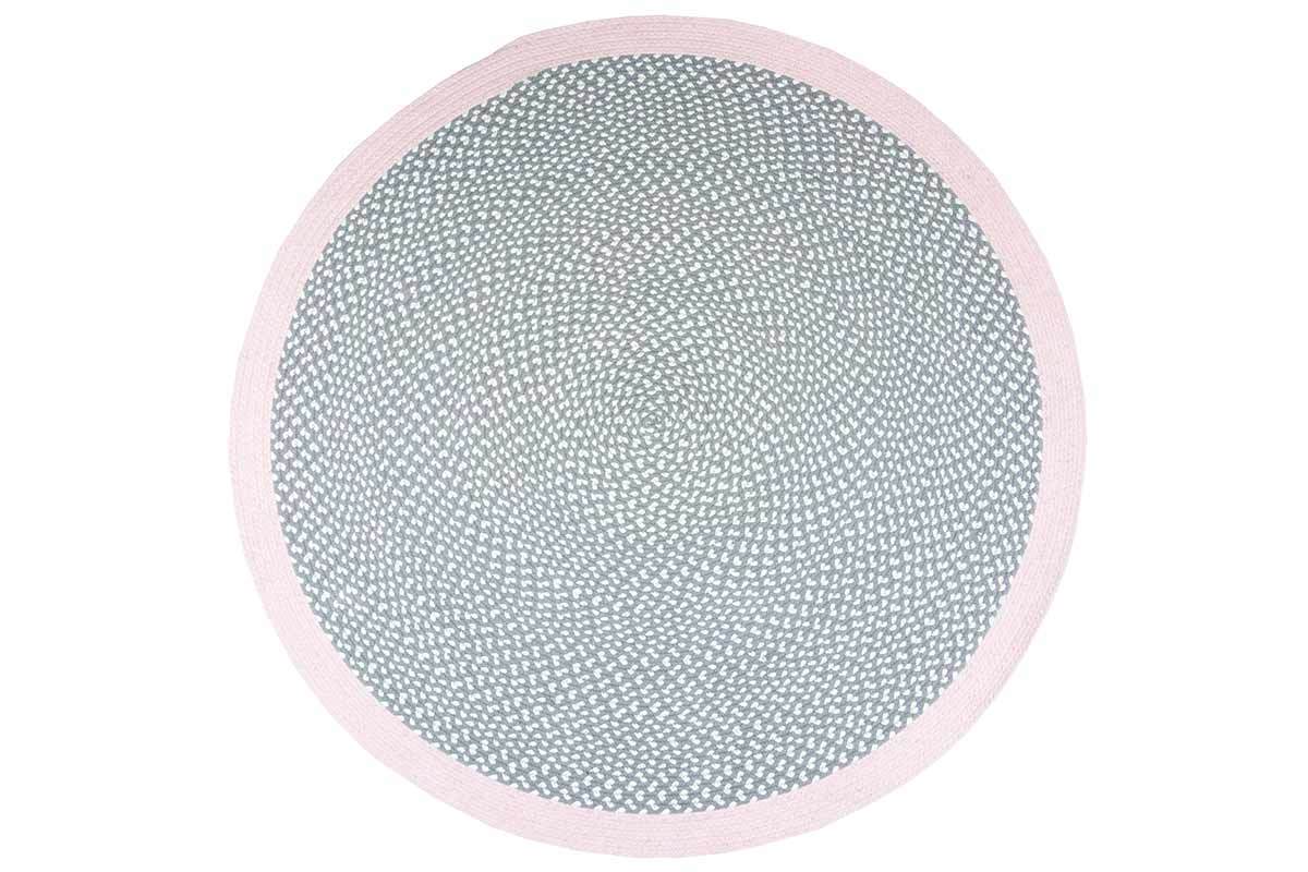 Tapis rond en coton rose et gris 120 cm BRENDA