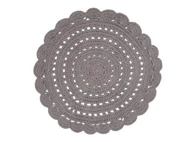 Tapis rond en crochet gris fonc&eacute; 120 cm ALMA