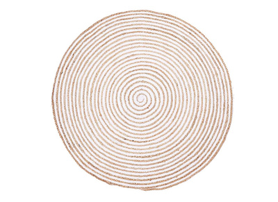 Tapis rond en jute naturel et coton blanc D150 cm CORDA