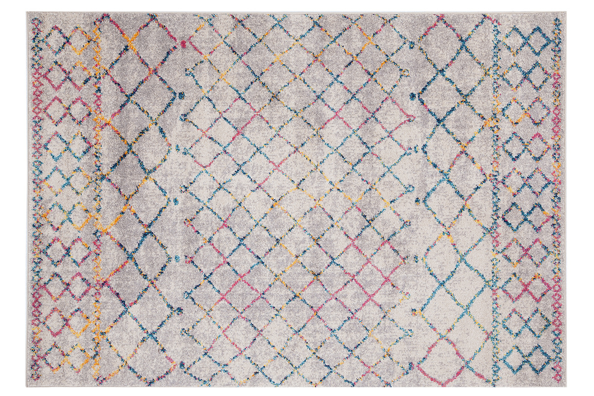 Tapis style berb�re gris et multicolore 200 x 300 cm CIELO