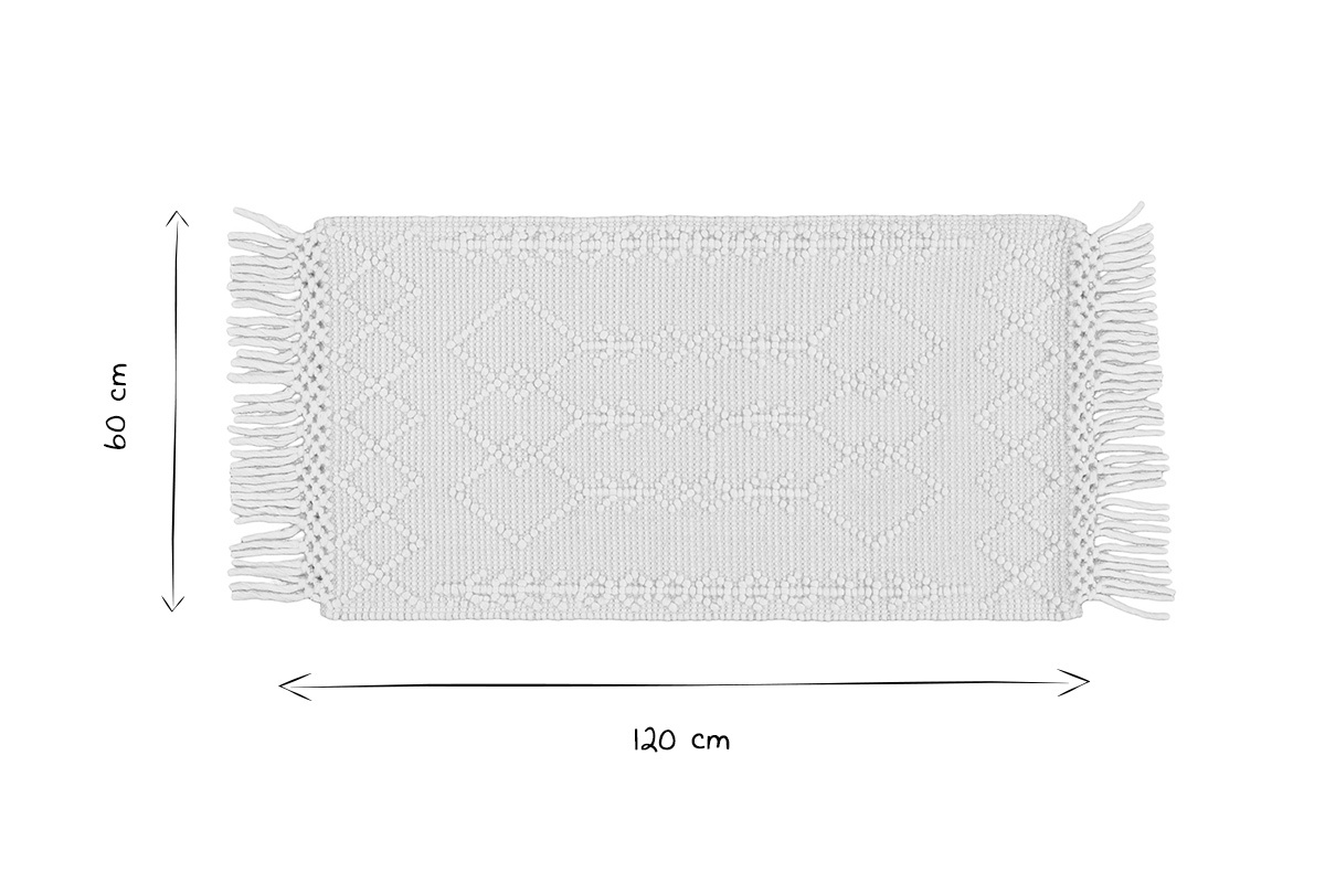 Tapis tiss  la main cru avec motifs en relief et franges 60 x 120 cm DENALI