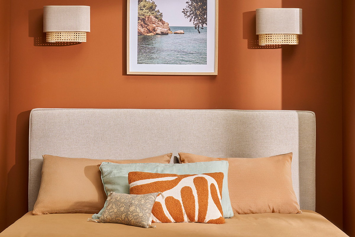 Tte de lit  suspendre en tissu beige L160 cm LILY