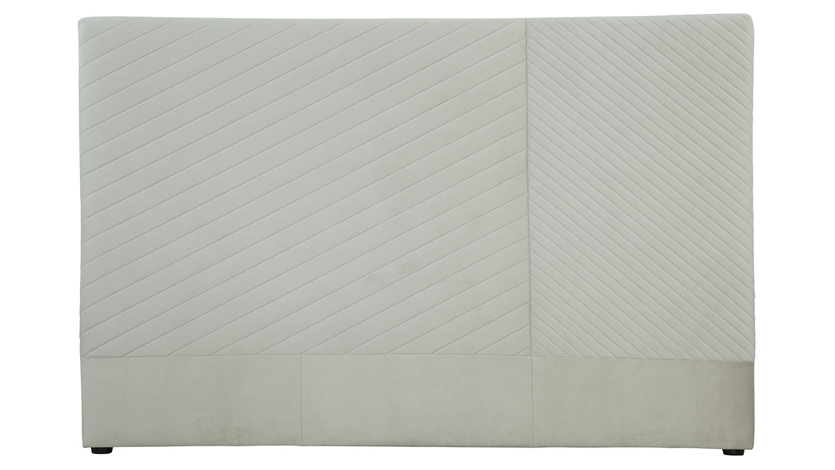Tte de lit avec motif gomtrique en velours beige L170 cm RIGA