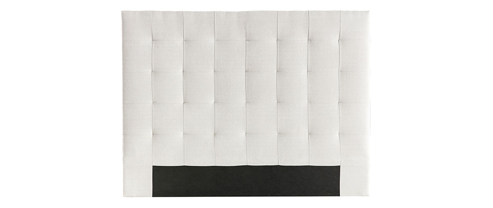 T�te de lit capitonn�e en tissu beige 140 cm HALCIONA