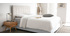 T&ecirc;te de lit capitonn&eacute;e en tissu beige 140 cm HALCIONA