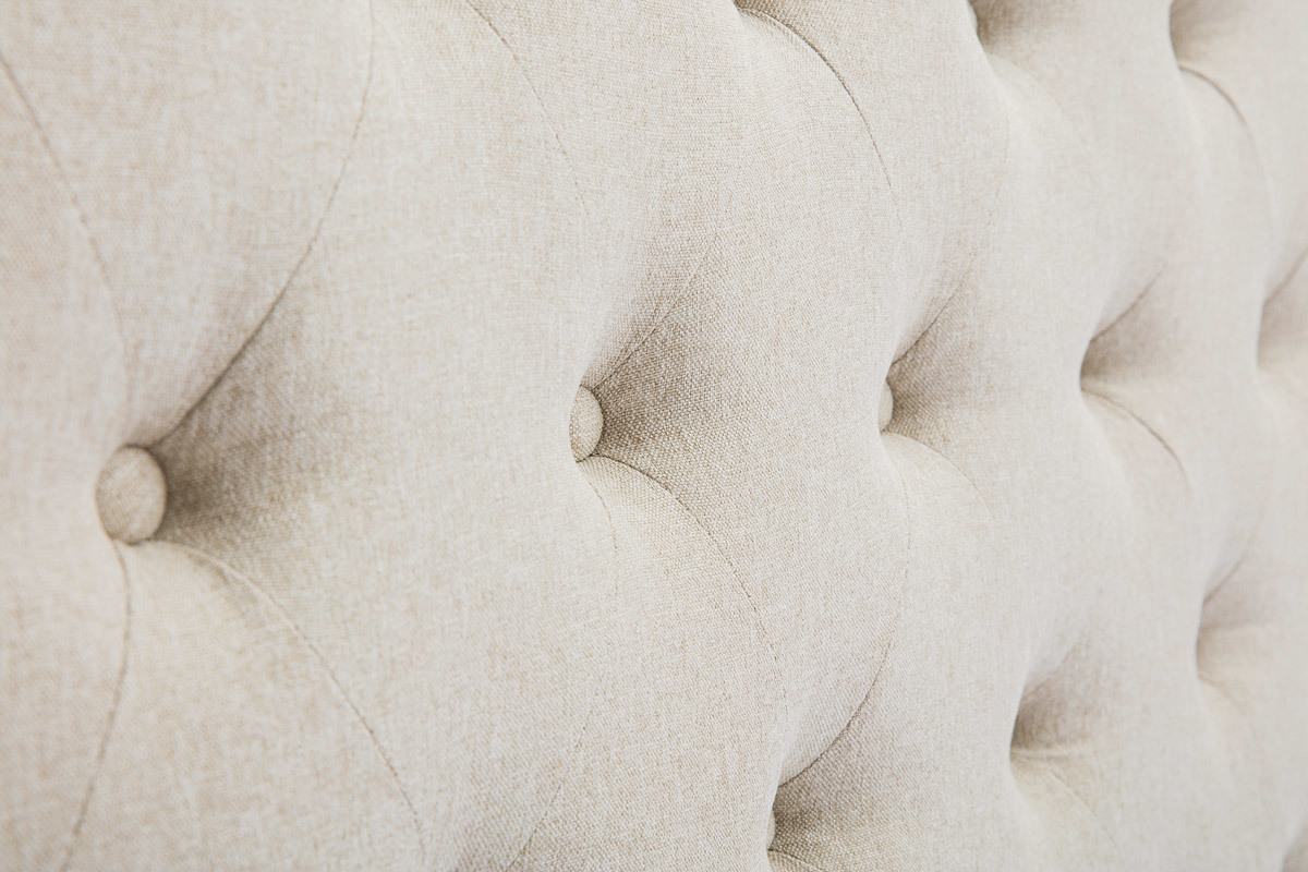 Tte de lit capitonne en tissu beige naturel L175 cm LIZZIE