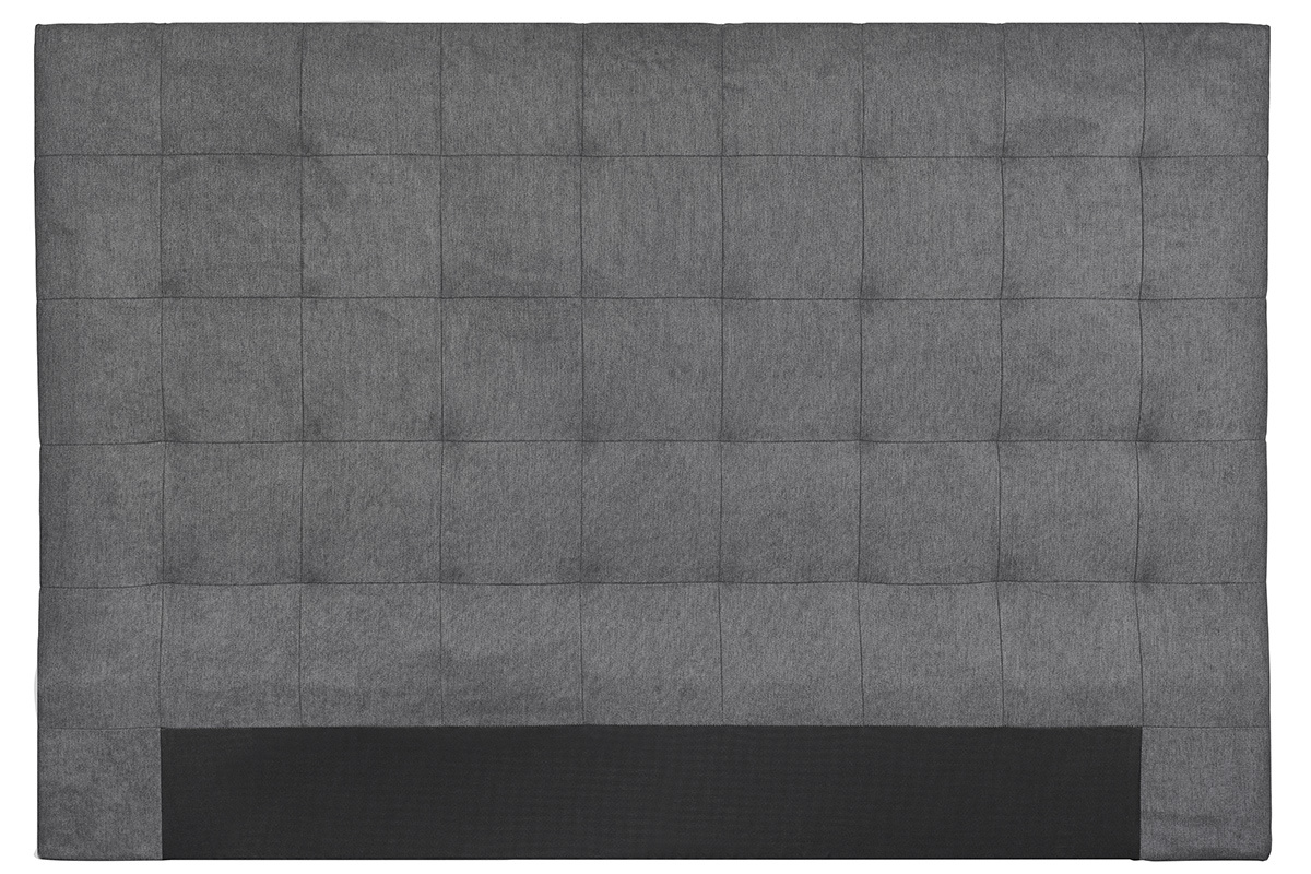 Tte de lit capitonne en tissu gris anthracite L180 cm HALCIONA
