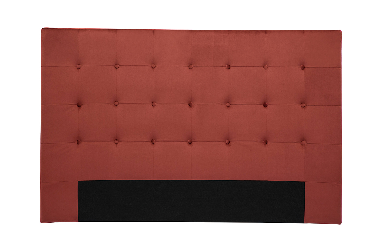 Tte de lit capitonne en tissu velours rouge tomette L170 cm LUTECE