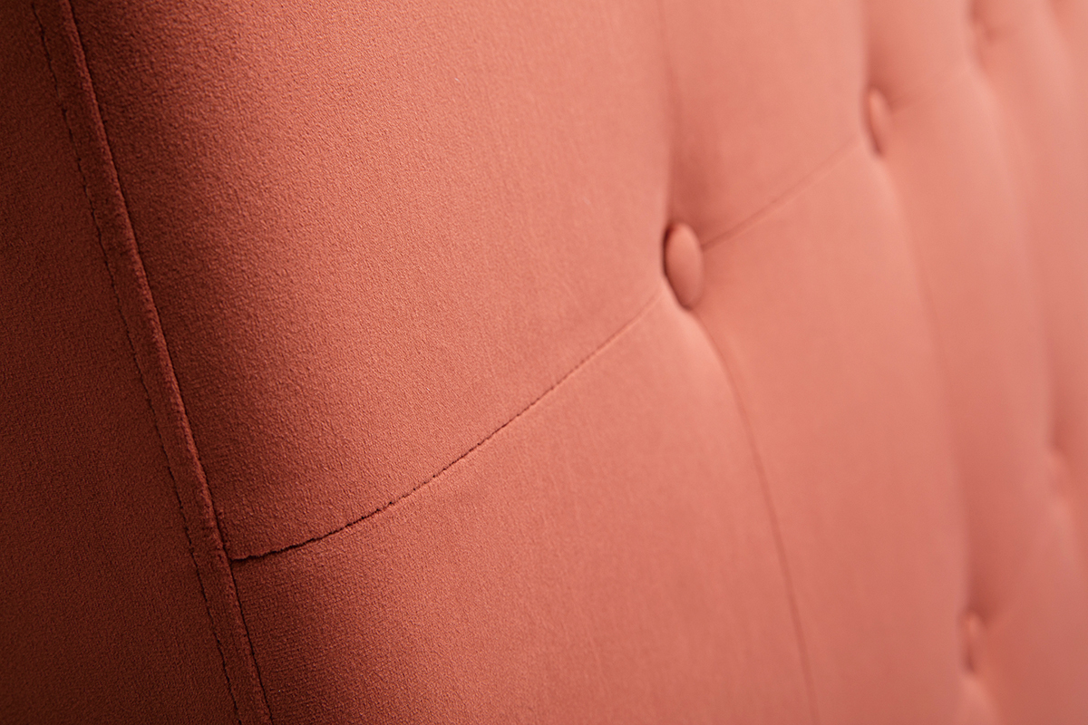 Tte de lit capitonne en tissu velours rouge tomette L170 cm LUTECE