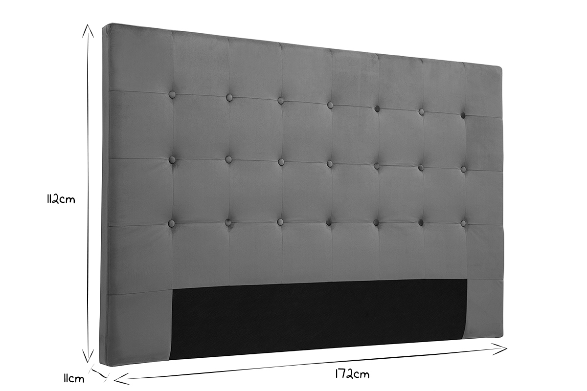 Tte de lit capitonne en tissu velours rouge tomette L170 cm LUTECE