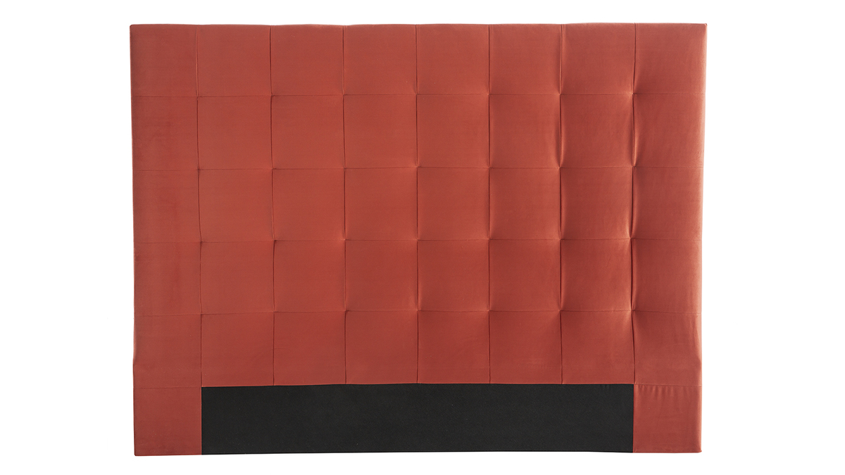 Tte de lit capitonne en tissu velours terracotta L160 cm HALCIONA
