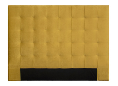 T&ecirc;te de lit capitonn&eacute;e en velours moutarde 160 cm HALCIONA